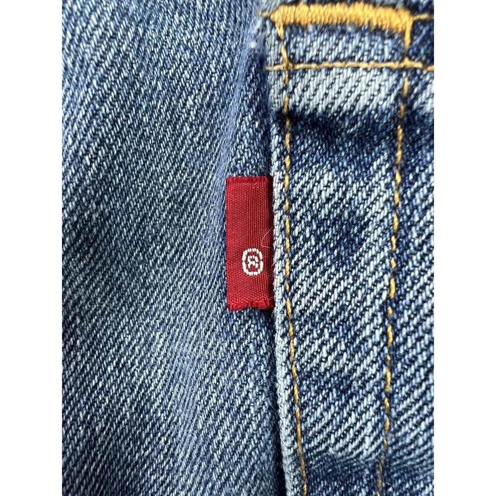 Levis 505 Mens 36x34 Blue Regular Straight 100% Cotton Denim Jeans Med Wash